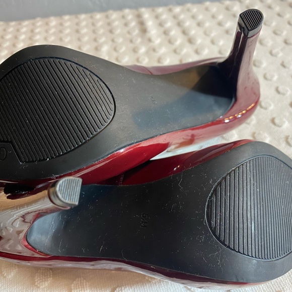 GUESS Burgundy Cacei Patent Leather Peep Toe Pump - Picture 7 of 16